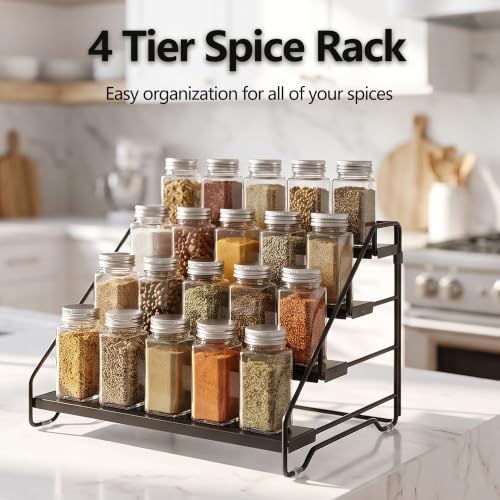 4-Tier Adjustable Depth Spice Rack Organizer - Image 4