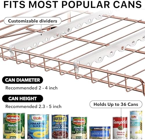 Simple Houseware 3-Tier Stackable Can Organizer Rack 36 Cans, Rose Gold - Image 6