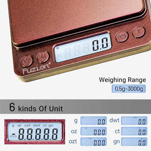 Fuzion Small Gram Scale 3000g, Digital Kitchen Food Scale, Gram and Ounce - Image 2