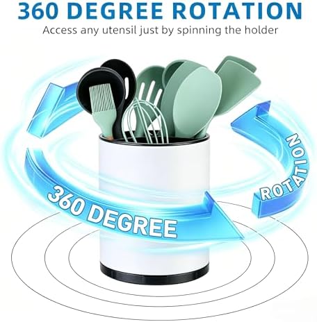 LIBODOUR Kitchen Utensil Holder, Large 360°Rotating - Image 6