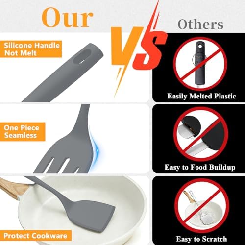 Silicone Spatula Turner Set, 600°F High Heat Resistant Spatulas - Image 3