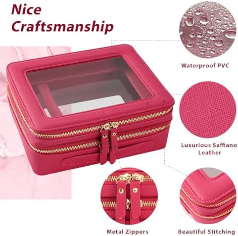 Aveniee XL Clear Makeup Organizer, Double Layer Travel Cosmetic Case - Image 2