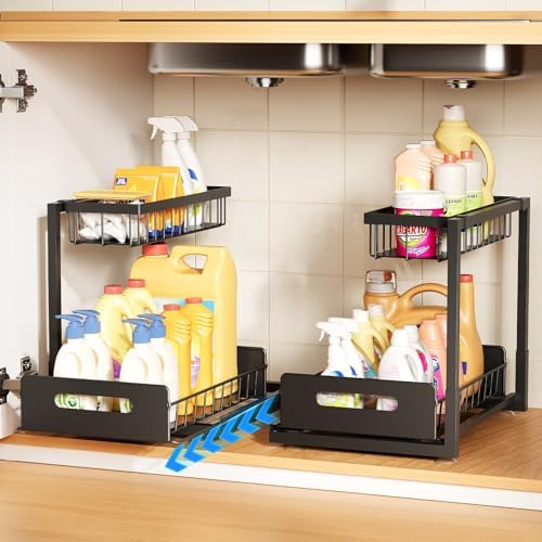 Under Kitchen Sink Organizer, Metal Pull Out Bathroom Organizers and Storage by bikinitrimmerforwomen