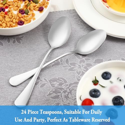 24 Pcs Teaspoons Set, Food Grade Stainless Steel Tea Spoons, Durable Small - Image 7