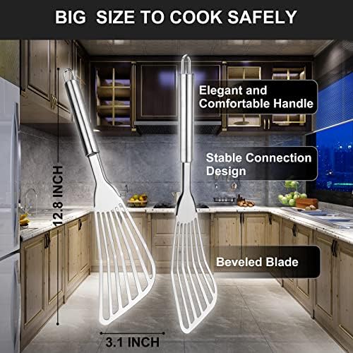 Cualork 2-Piece Premium Fish Spatula Set, Big Size Stainless Steel, Thickness - Image 2
