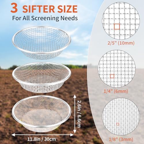 3PCS Soil Sifter for Gardening, Heavy Duty Rock Sieve Fits 5 Gallon Bucket - Image 2