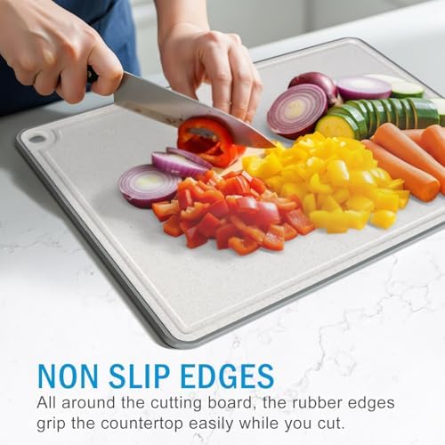 Wheat Fiber Cutting Boards for Kitchen, Plastic Cutting Board Set of 3 - Image 7