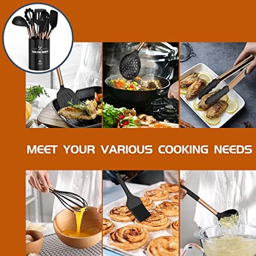Silicone Cooking Utensil Set, Umite Chef Kitchen Utensils 15pcs Cooking - Image 3