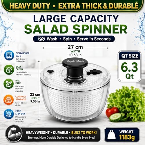 Good Grips Salad Spinner 6.3 Qt – Large Lettuce Spinner & Salad Cleaner - Image 2