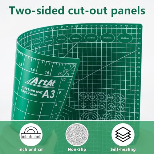 ArtAt Self Healing Cutting Mat:【10 Pack Cutting Mat 12″x 18″】 Green Double - Image 2