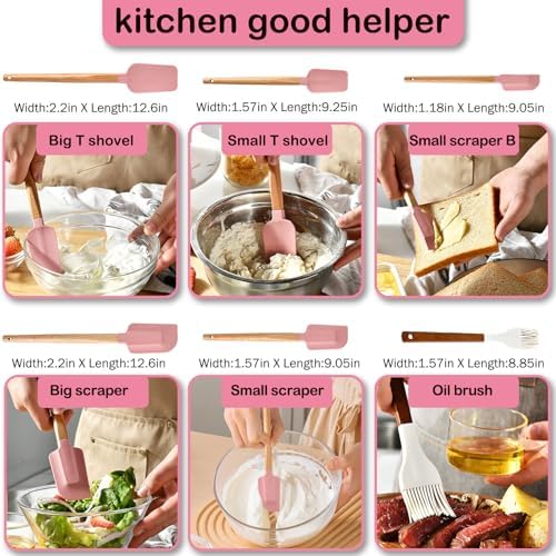 7 Piece Silicone Spatula Set, Food Grade Rubber Spatula Set - Image 6
