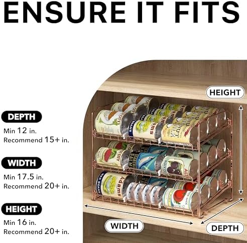 Simple Houseware 3-Tier Stackable Can Organizer Rack 36 Cans, Rose Gold - Image 4