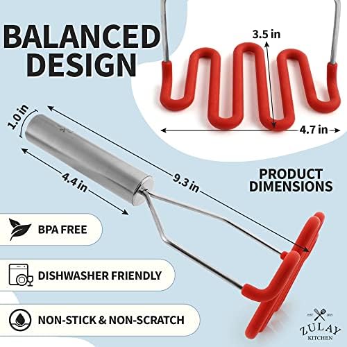 Zulay Kitchen Non-Scratch Potato Masher – Heavy-Duty Stainless Steel & Silicone - Image 3