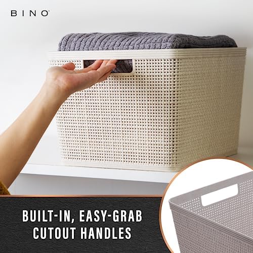 BINO Woven Plastic Basket | Large, Space-Saving Storage, Stylish Design | - Image 4