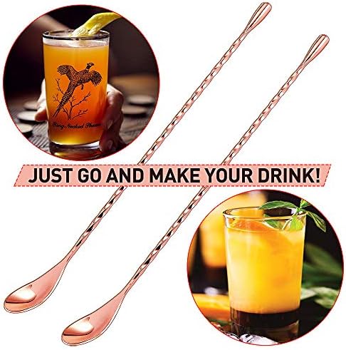 12 Inches Mixing Spoon Stainless Steel, 2 Pack Spiral Pattern Bar Spoon - Image 7
