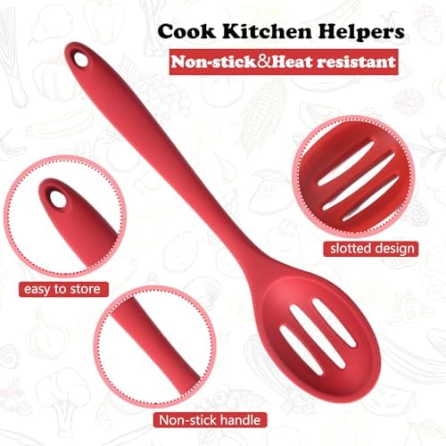 Linwnil 4 Pieces Silicone Slotted Spoons, 10.6 Inch Nonstick Mixing Serving - Image 2
