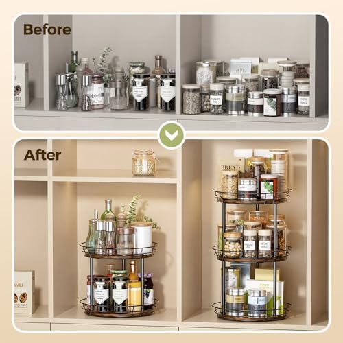 LAMU 2 Tier Lazy Susan Turntable Rotating Spice Rack Organizer - Image 4