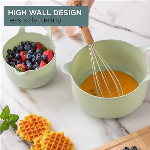 COOK WITH COLOR Nesting Plastic Mixing Bowl Set with Pour Spouts and Handles - Image 6