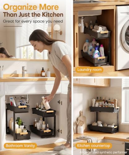 Homde Sliding Under Sink Organizer: 2-Pack Pull-Out Rack - Image 4