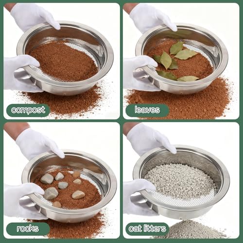 Soil Sieve Set Stainless Steel Garden Soil Sifter, Compost Mesh Sifter - Image 6