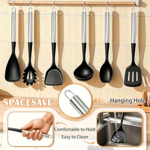 Large Silicone Kitchen Utensils Set, Heat Resistant Silicone Utensil Spatula Set - Image 5