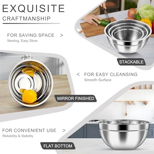 HaWare Mixing Bowls with Airtight Clear Lids, 6-Piece Nesting Bowls Set - Image 5