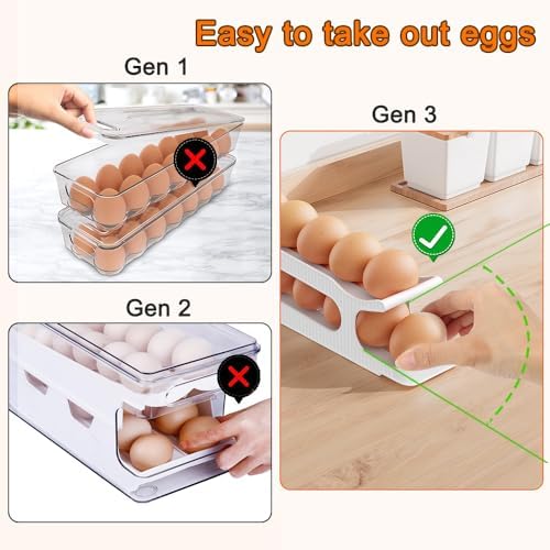 Sotfamily Egg Holder for Fridge, 2 Tiers, Egg Roller for Eggs 12 Count - Image 5