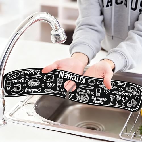 2 Pcs Graffiti Pattern Kitchen Sink Splash Guard Faucet Mat - Image 6