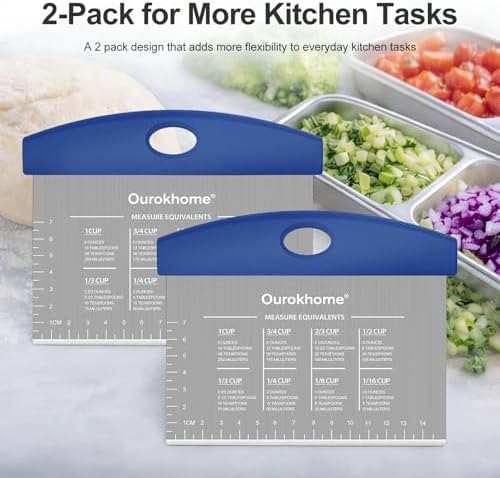 Ourokhome 2 Pack Bench Scraper Dough Cutter, Stainless Steel Dough Scraper - Image 6