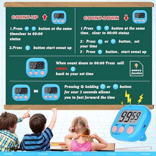 Mwellewm Digital Timers for Classroom Kids Kitchen Timers for Cooking 12 Pc - Image 6