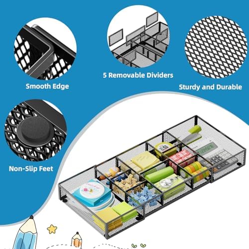 Marbrasse Expandable Desk Drawer Organizer, Mesh Drawer Organizer Tray - Image 6