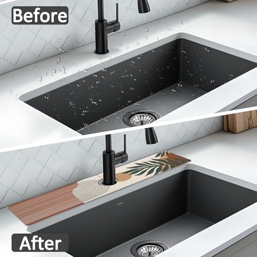 2PCS 24" X 5.5" Kitchen Sink Splash Guard Faucet Mat Boho Super Absorbent Fast - Image 7