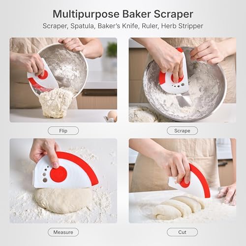 NexTrend red 5-in-1 flexible dough and bowl scraper - Image 2