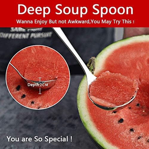 18/8 Stainless Steel Deep Pho Noodle Spoons Big Soup Spoon Large Serving Spoon - Image 2