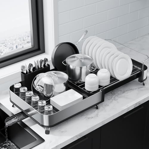 Kitsure Expandable Metal Dish Drying Rack, 16.1-26.6" L x 12.6" W by Kitsure