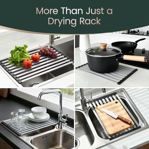 Meowoo Rectangle Dish Drying Rack, 17.5" x 13" Roll Up Over The Sink Dish - Image 7