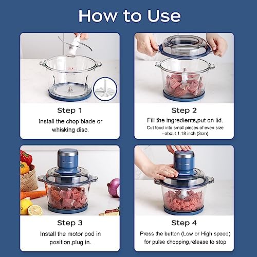 La Reveuse Electric Food Processor, 7-Cup Food Chopper Glass Bowl - Image 6