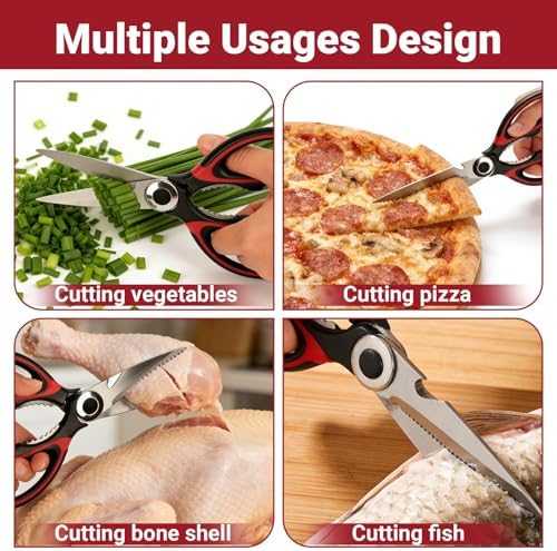 Kitchen Shears Set of 2, Heavy Duty Kitchen Scissors Seafood Scissors, - Image 7