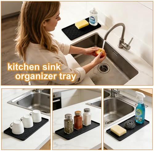 Silicone Coffee Mat 16 x 7 in Classic Black - Image 3