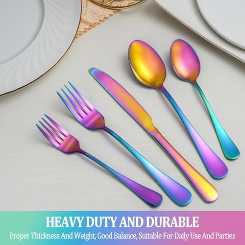 20 Pcs Rainbow Silverware Set Service - Image 7