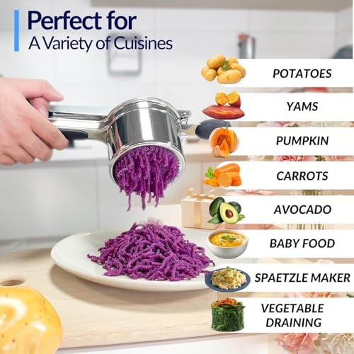 SPEENSUN Heavy Duty Potato Ricer, 3 Interchangeable Discs, Stainless Steel - Image 6