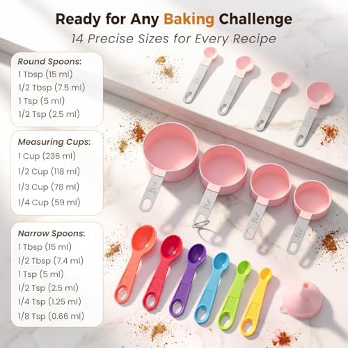 THLHKD 15 Pcs Measuring Cups and Spoons Set, Measuring Spoons Set - Image 4