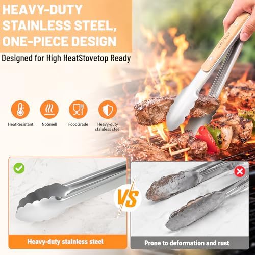 9+12 inch Stainless Steel Kitchen Tongs - Image 2