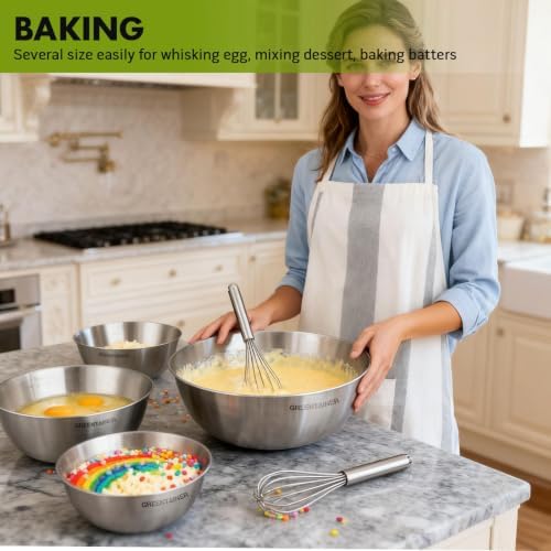 Greentainer Stainless Steel Mixing Bowls Set of 5 - Image 4