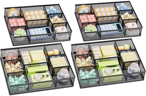 Marbrasse 2 Pack Desk Drawer Organizer, Mesh Drawer Organizer Tray by Marbrasse