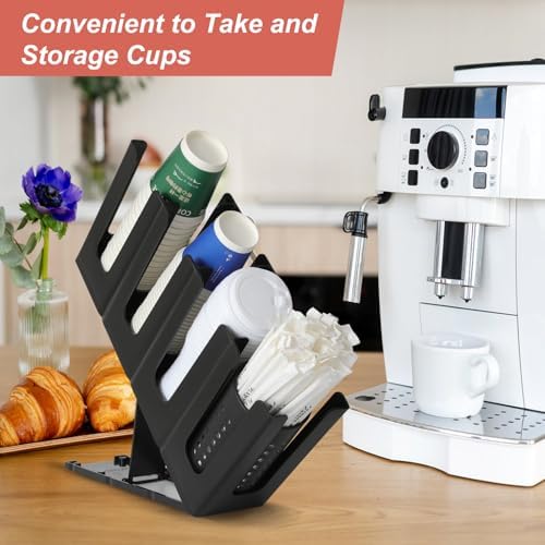 Paper Cup and Lid Holder with Straw Organizer, 4 Compartment Adjusting - Image 5