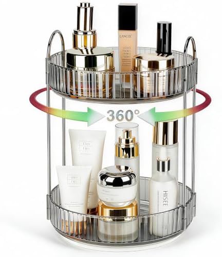 360 Rotating Makeup Organizer, 2 Tier Lazy Susan Bathroom Counter Organizer by Niluks