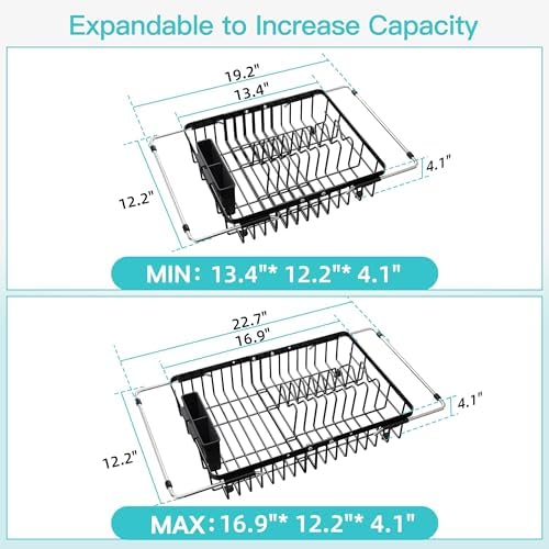 JASIWAY Black Dish Drying Rack Over the Sink - Image 4