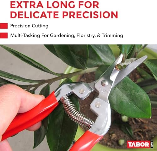 TABOR TOOLS K17A Pruning Snips – 7.5" – Stainless Steel Flower Pruning Scissors - Image 2