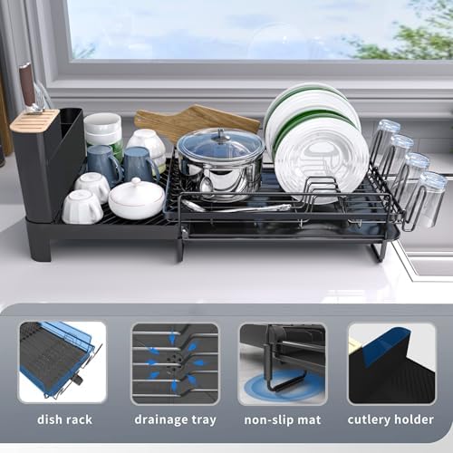 Runnatal Expandable Dish Drying Rack, 20.5"-27.6" L x 12.6" W - Image 6